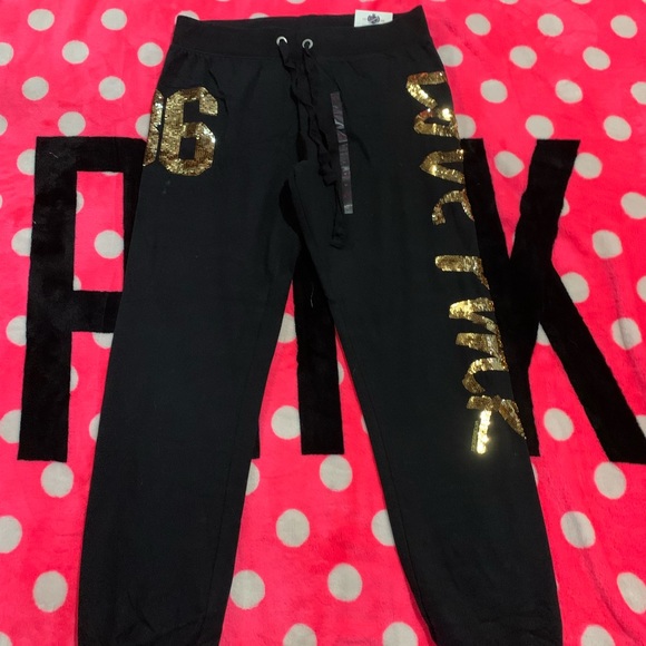 *Sold VS PINK gold script hoodie jogger set nwt - Picture 5 of 5